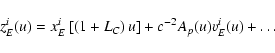 \begin{displaymath}z_E^i(u)=x^i_E\left[\left(1+L_C\right)u\right]+c^{-2}A_p(u)v^i_E(u)+\ldots
\end{displaymath}