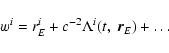 \begin{displaymath}w^i = r^i_E+c^{-2}\Lambda^i(t,~\vec r_E)+\ldots
\end{displaymath}
