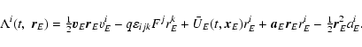 \begin{displaymath}\Lambda^i(t,~\vec r_E)={\textstyle{1\over 2}}\vec v_E\vec r_E...
...vec
a_E\vec r_E r^i_E-{\textstyle{1\over 2}} \vec r_E^2 a^i_E.
\end{displaymath}