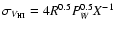 $\sigma_{V_{\rm HI}} = 4 R^{0.5} P_{W}^{0.5} X^{-1}$