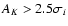 $A_K > 2.5 \sigma _{i}$