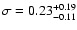 $\sigma=0.23^{+0.19}_{-0.11}$