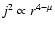 \( j^{2}\propto r^{4-\mu } \)