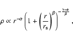 \begin{displaymath}
\rho \propto r^{-\alpha }\left( 1+\left( \frac{r}{r_{\rm s}}\right) ^{\beta }\right) ^{-\frac{\gamma -\alpha }{\beta }},
\end{displaymath}