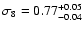 $\sigma_8=0.77^{+0.05}_{-0.04}$