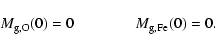\begin{displaymath}M_{\rm g,O}(0)=0 \qquad \qquad M_{\rm g,Fe}(0)=0.
\end{displaymath}