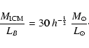 \begin{displaymath}\frac{M_{\rm ICM}}{L_B} = 30 ~ h^{-\frac{1}{2}}
~ \frac{M_{\odot}}{L_{\odot}}\cdot \end{displaymath}