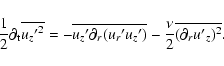 \begin{displaymath}{1\over 2} \partial_{\rm t}\overline{{u_{z}{'}}^{2}} = -\over...
...} u_z{'})} - {\nu \over 2} \overline{(\partial_r u{'}_{z})^2}.
\end{displaymath}