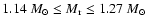 $1.14~{M_{\odot}} \leq M_{\rm r} \leq 1.27~{M_{\odot}}$