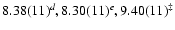 $8.38(11)^{d}, 8.30(11)^{e}, 9.40(11)^\ddagger$