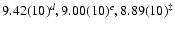 $9.42(10)^{d}, 9.00(10)^{e}, 8.89(10)^\ddagger$