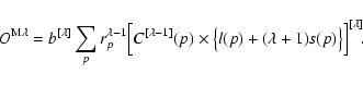 \begin{displaymath}O^{{\rm M}\lambda} = b^{[\lambda]}\sum_pr_p^{\lambda-1}\Big[
...
...mes\big\{
{l}(p)+(\lambda+1){s}(p)\big\}\Big]^{[\lambda]}\!.~
\end{displaymath}