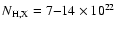 $N_{\rm H,X}=7{-}14 \times 10^{22}$