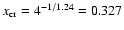 $x_{\rm cr} = 4^{-1/1.24}=0.327$