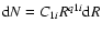 ${\rm d}N=C_{1i}R^{q1i}{\rm d}R$