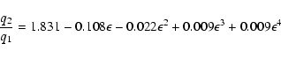 \begin{displaymath}
\frac{q_2}{q_1} = 1.831 - 0.108\epsilon - 0.022\epsilon^2 + 0.009\epsilon^3 + 0.009\epsilon^4
\end{displaymath}