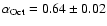 $\alpha_{\rm Oct}=0.64\pm0.02$