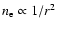 $n_{\rm e}\propto1/r^2$
