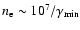 $n_{\rm e} \sim 10^{7}/\gamma_{\rm min}$