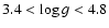 $3.4<\log g<4.8$