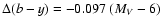 $\Delta (b-y)=-0.097~(M_V-6)$