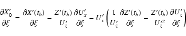 \begin{displaymath}\frac{\partial X'_0}{\partial\xi} =
\frac{\partial X'(t_b)}{...
...frac{Z'(t_b)}{U'^2_z}
\frac{\partial U'_z}{\partial\xi}\right) \end{displaymath}