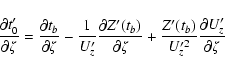 \begin{displaymath}\frac{\partial t'_0}{\partial\zeta} =
\frac{\partial t_b}{\p...
...eta}+\frac{Z'(t_b)}{U'^2_z}\frac{\partial U'_z}{\partial\zeta} \end{displaymath}