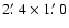 $2\hbox{$.\mkern-4mu^\prime$ }4\times1\hbox{$.\mkern-4mu^\prime$ }0$
