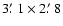 $3\hbox{$.\mkern-4mu^\prime$ }1\times2\hbox{$.\mkern-4mu^\prime$ }8$