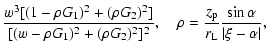 $\displaystyle \frac{w^3[(1-\rho G_1)^2+(\rho G_2)^2]}{[(w-\rho G_1)^2+(\rho
G_2...
...quad \rho=\frac{z_{\rm p}}{r_{\rm L}}\frac{\sin\alpha}{\vert\xi
-\alpha \vert},$