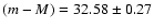 ${(m-M)}=32.58\pm0.27$