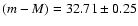 ${(m-M)}=32.71\pm0.25$