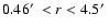 $0.46\hbox {$^\prime $ }<{r}<4.5\hbox {$^\prime $ }$