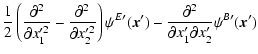$\displaystyle {1\over 2}\left( {\partial^2 \over \partial x_1'^2}-
{\partial^2 ...
...c x}')
-{\partial^2 \over \partial x_1' \partial x_2'}\psi^{B\prime}({\vec x}')$