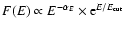 $F(E)\propto E^{-\alpha_E}\times {\rm e}^{E/E_{\rm cut}}$