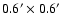 $0.6' \times 0.6'$
