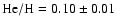 $\rm He/H = 0.10 \pm 0.01$