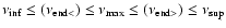 $\nu_{\rm inf} \le (\nu_{\rm end <}) \le \nu_{\max} \le (\nu_{\rm end >}) \le \nu_{\rm sup}$