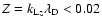 $Z=k_{{\rm L}z}\lambda _{\rm D}<0.02$