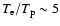 $T_{\rm e}/T_{\rm p}\sim
5$