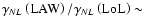 $\gamma _{NL}\left( {\rm LAW}\right) /\gamma
_{NL}\left( {\rm LoL}\right) \sim $