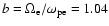 $b=\Omega _{\rm e}/\omega _{\rm pe}=1.04$