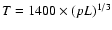 $T = 1400
\times (pL)^{1/3}$