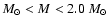 $M_\odot < M < 2.0~M_\odot$