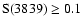 ${\rm S}(3839)\ge0.1$