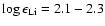 $\log \epsilon_{\rm Li} = 2.1-2.3$
