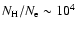 $N_{\rm H}/N_{\rm e}\sim 10^4$