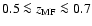 $0.5\la z_{{\rm MF}}\la0.7$