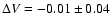 $\Delta{V} = -0.01 \pm 0.04$