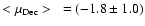 $<\mu_{\rm Dec}> ~= (-1.8 \pm 1.0)$